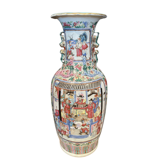 Chinese Famille Rose Floor Vase, Qing Dynasty (0KP00R)
