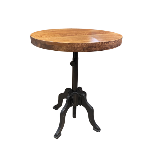 Adjustable Wood Industrial Round End Table (0JR005)