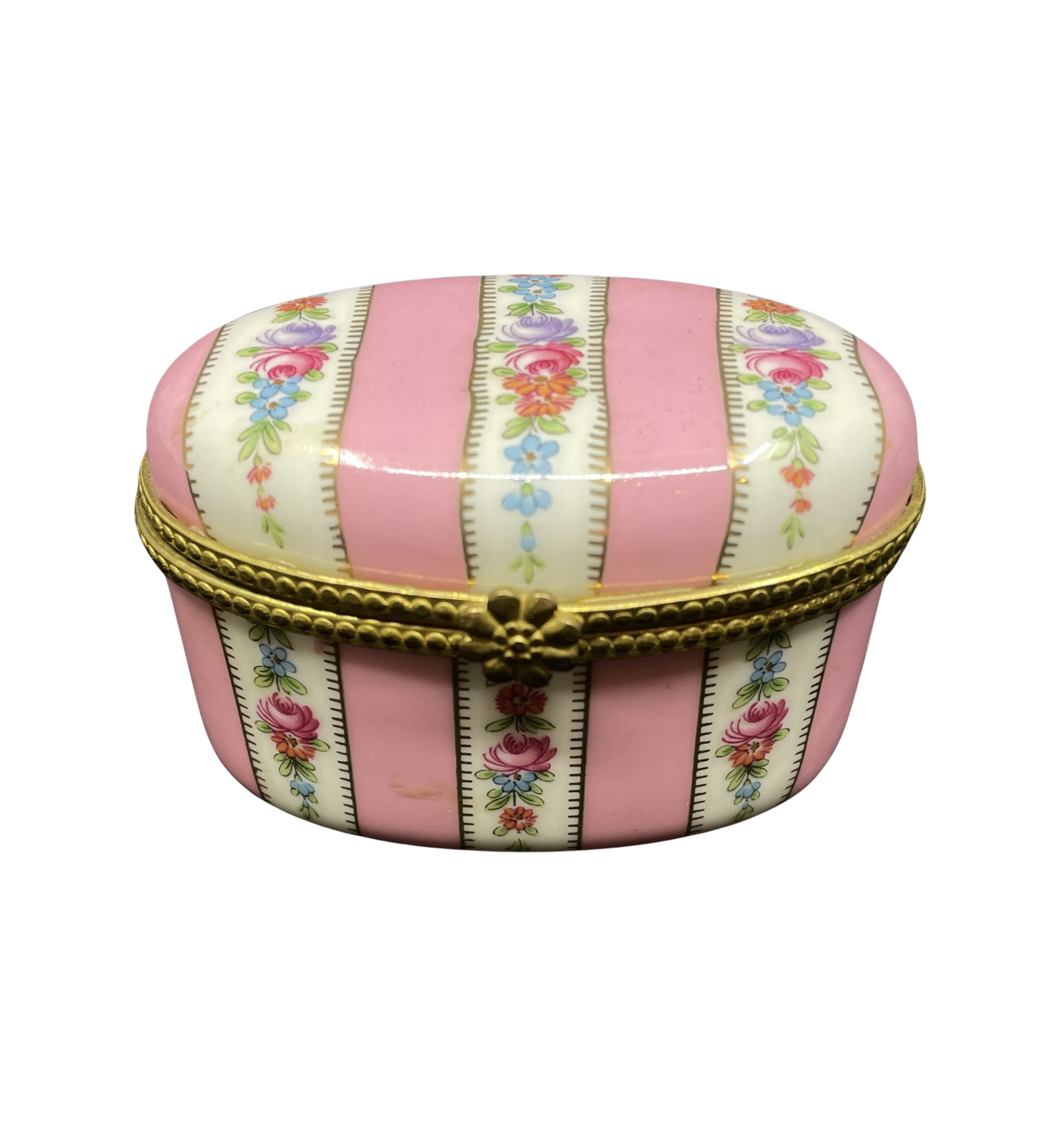 Limoges Floral Oval Trinket Box (0I0007)