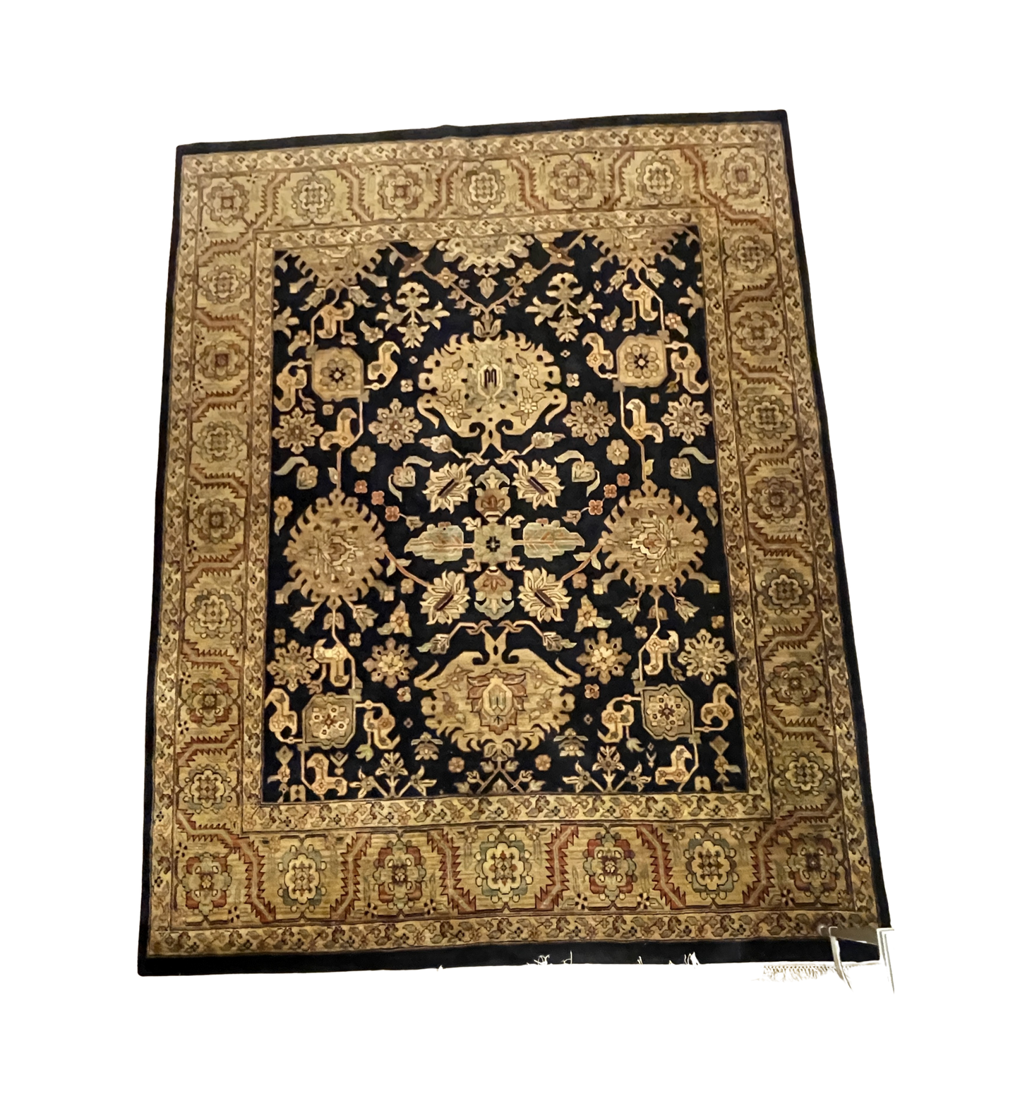 Hand Woven Wool Rug, black, mauve and blue (8x12) (0JQ00B)