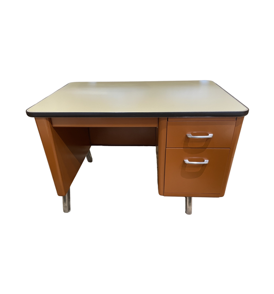 Vintage Allsteel Orange Tanker Desk (03N008)