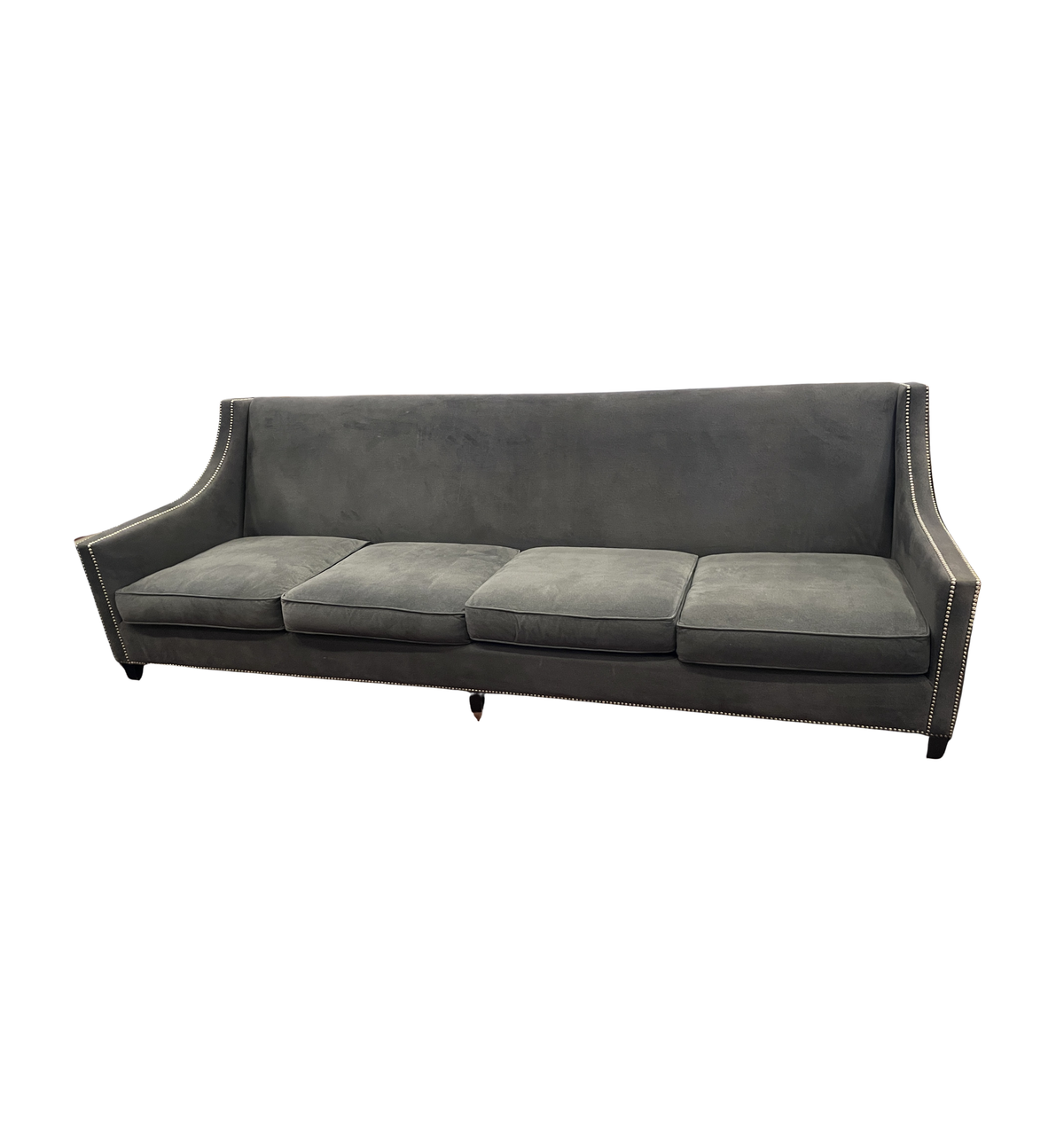 Bernhardt Gray Tuxedo Sofa with Nailhead Trim, AS IS (0PN004)