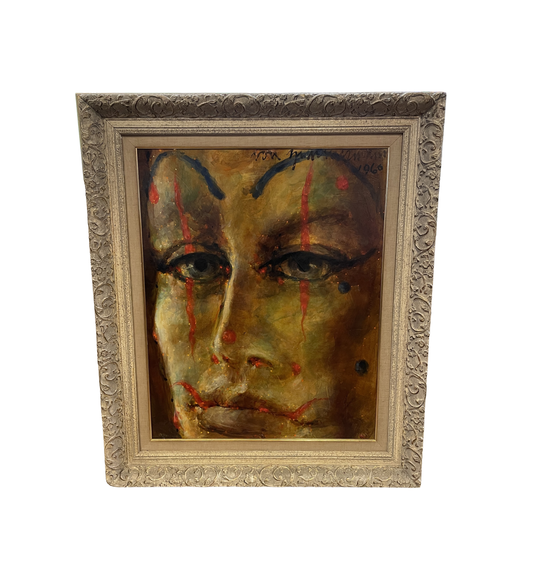 Vintage Oil on Board, "The Fool" signed. 1960s (0JL013)