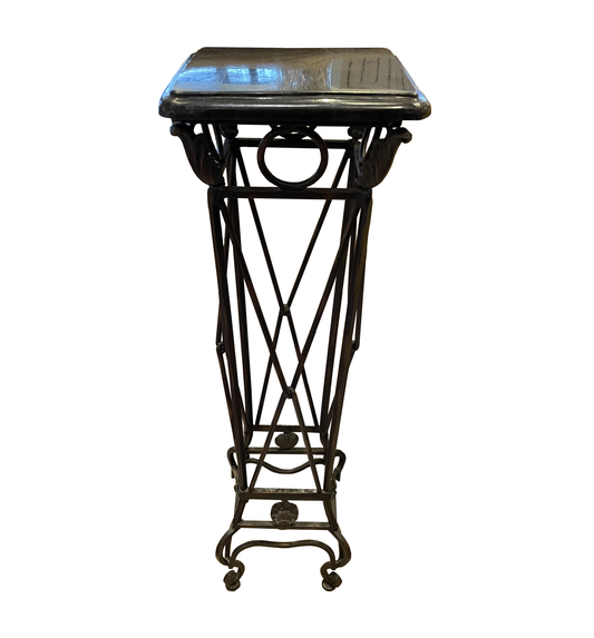 Scrolled Metal Plant Stand with Faux Marble Top (0L700J)