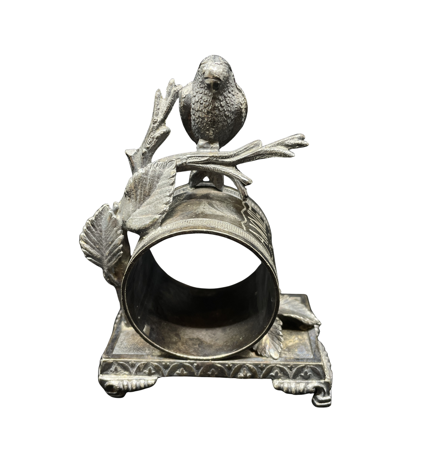 Antique Silver Plate Bird Napkin Ring (0IB003)