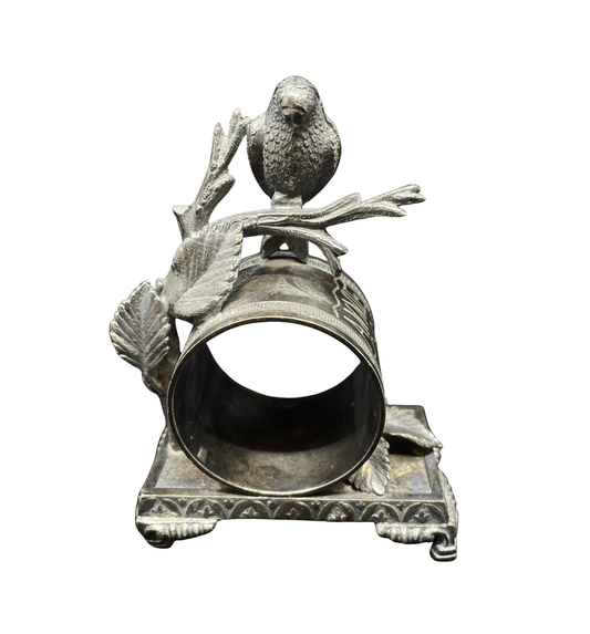 Antique Silver Plate Bird Napkin Ring (0IB003)