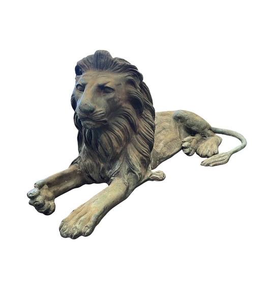 A. Tiot Patinated Recumbent Bronze Lion (0J5001)