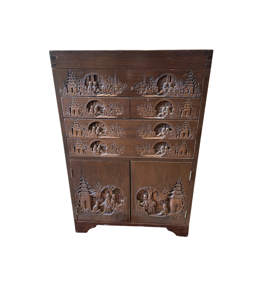 Carved Asian Silverware Chest, floor standing (0NJ00A)