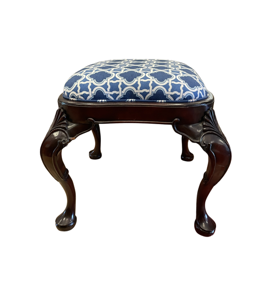 Antique Mahogany Ottoman, reupholstered (0NS003)