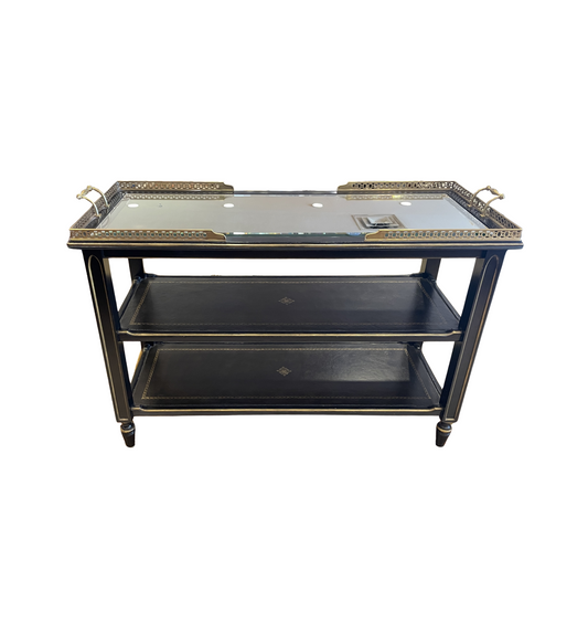 Maitland Smith Trolley Serving Cart, regency style with mirrored top (05S00N)