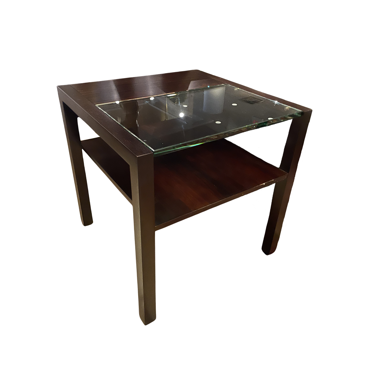 Wooden and Glass Parsons End Table, AS IS (0PQ006)