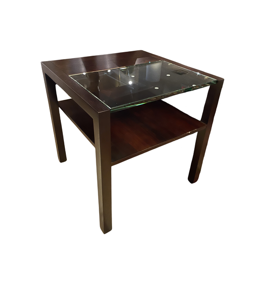 Wooden and Glass Parsons End Table, AS IS (0PQ006)