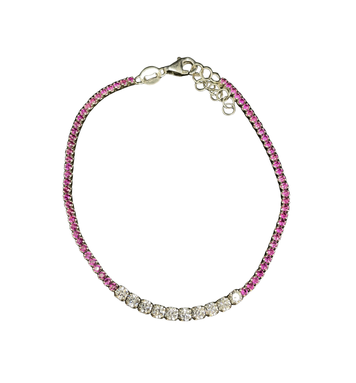 Sterling and Pink Gemstone Tennis Bracelet (0KA00D)