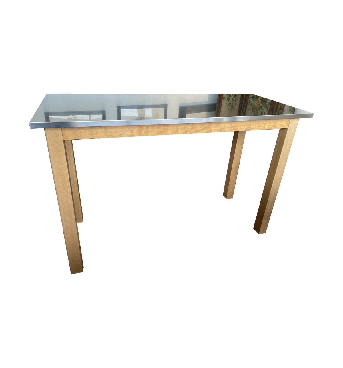 Pottery Barn Stainless Top Table (03N002)