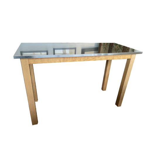 Pottery Barn Stainless Top Table (03N002)