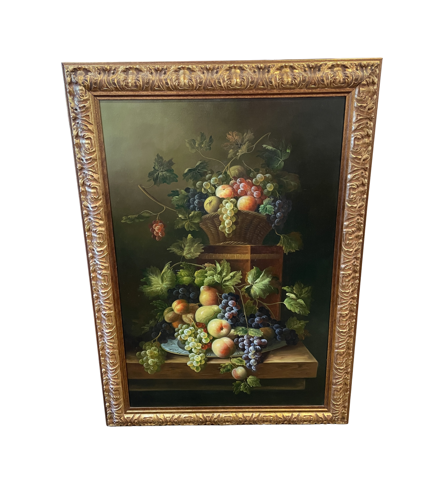 Vintage Still Life Fruit Oil on Canvas, unsigned (0MJ00A)