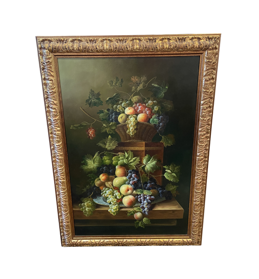 Vintage Still Life Fruit Oil on Canvas, unsigned (0MJ00A)