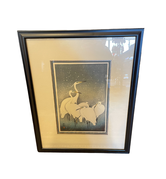 Oharah Shoson "Egrets" Woodblock Print (0IJ004)