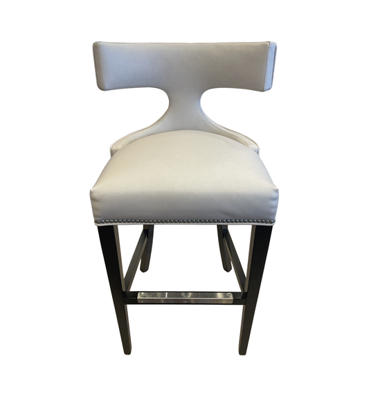 CR Laine Klismos Style Bar Stool in White Leather with stud detail (Three available) (0IV00A)