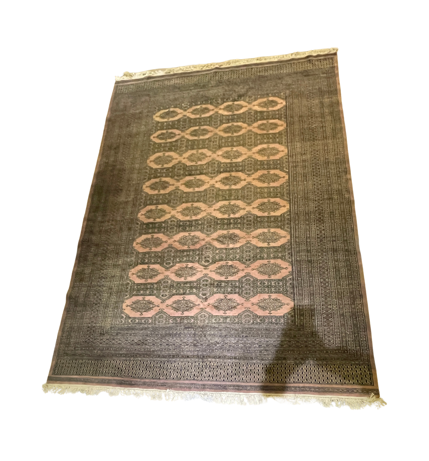 Mauve and Cream Bokhara Rug, Hand Knotted (7'11x11') (051001)