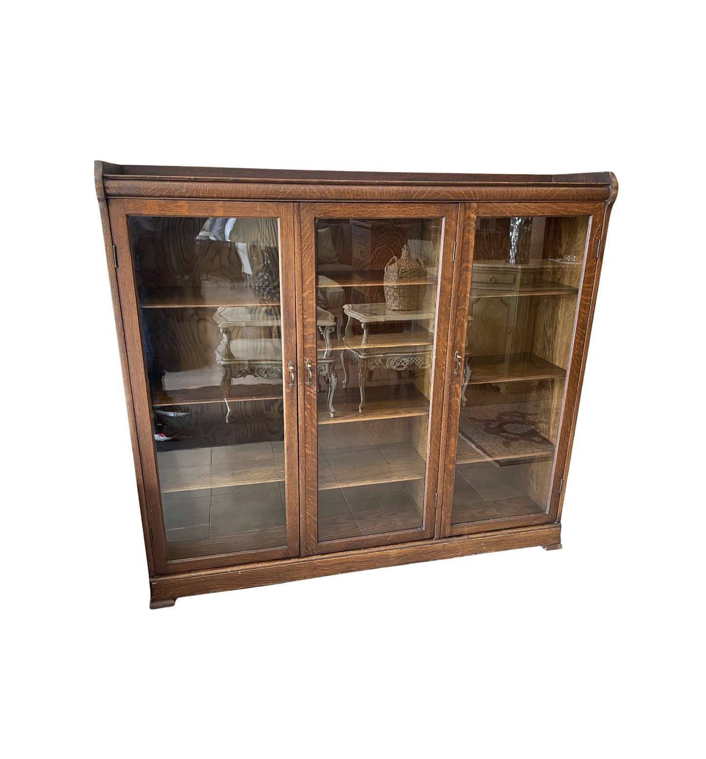Antique Oak Three Door Bookcase, AS IS (0OW002)