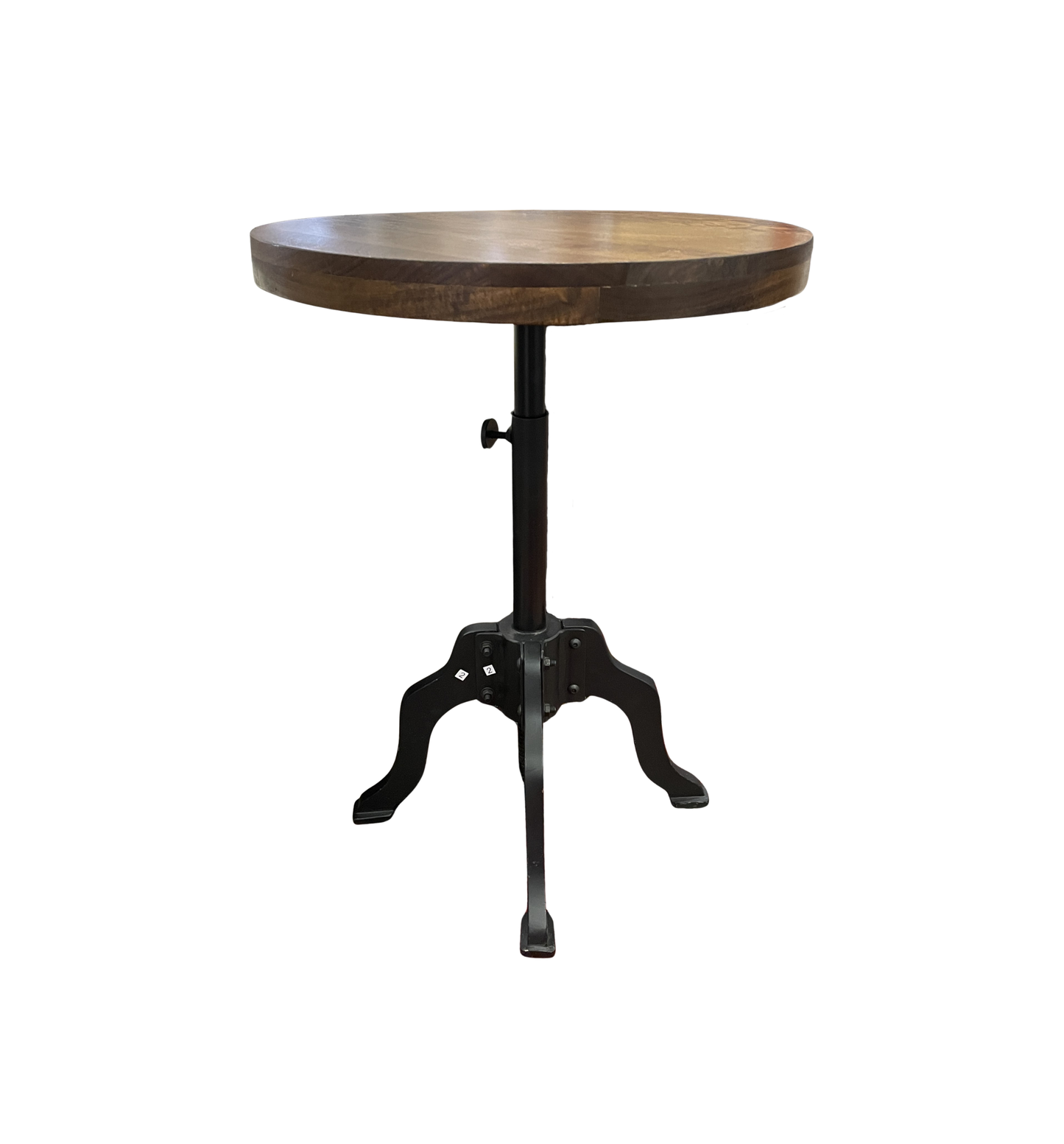 Adjustable Wood Industrial Round End Table (0JR004)