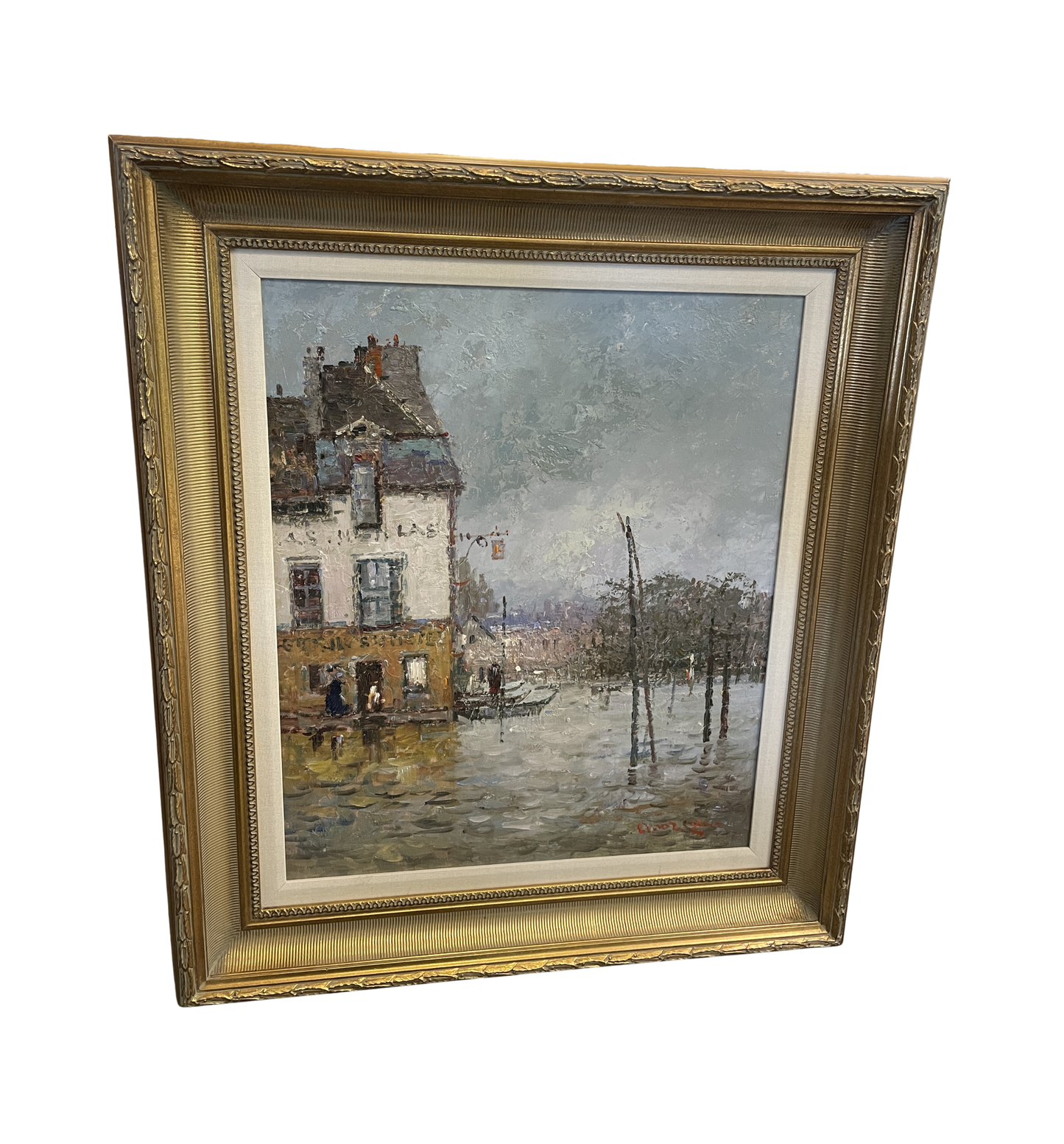 "Flood at Port Marley" after Alfred Sisley, Signed Morgan (0OT011)