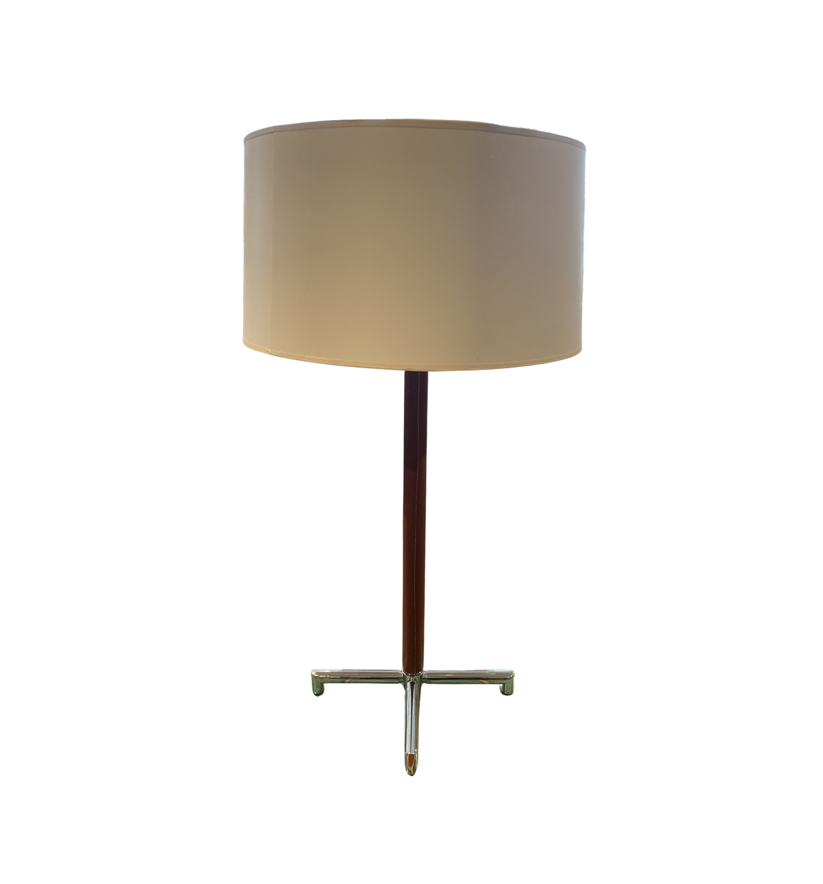 Nessen Leather Wrapped Table Lamp with Chrome Base (01B01R)