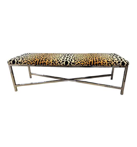Century "Valence" Bench with Leopard Print Upholstery (0KP003)