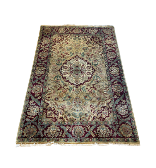 Vintage Hand Knotted Oushak Rug (Approx. 4'x5'11) (0M7004)