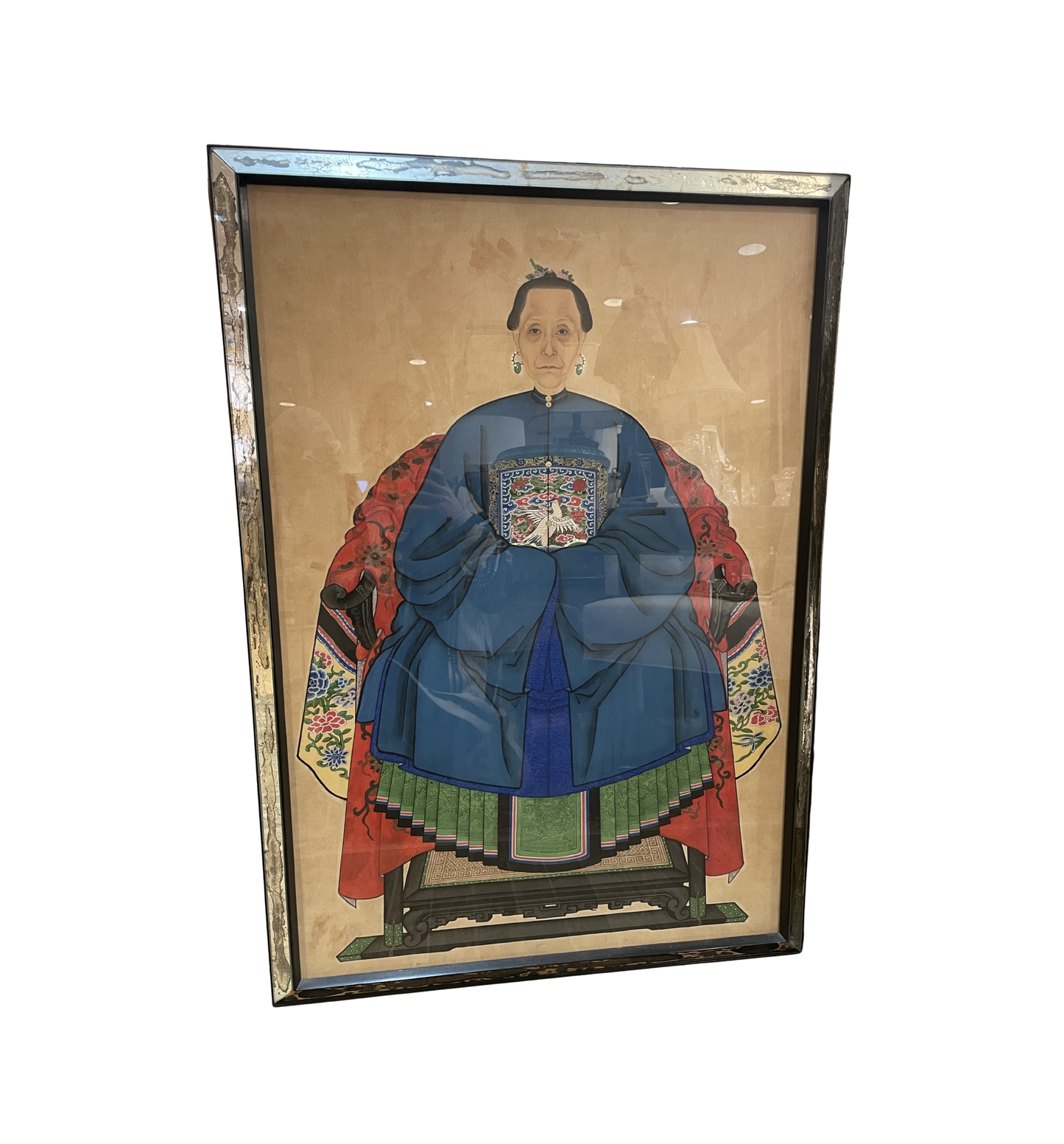 Chinese Ancestor in Vintage Mirrored Frame (0JZ002)