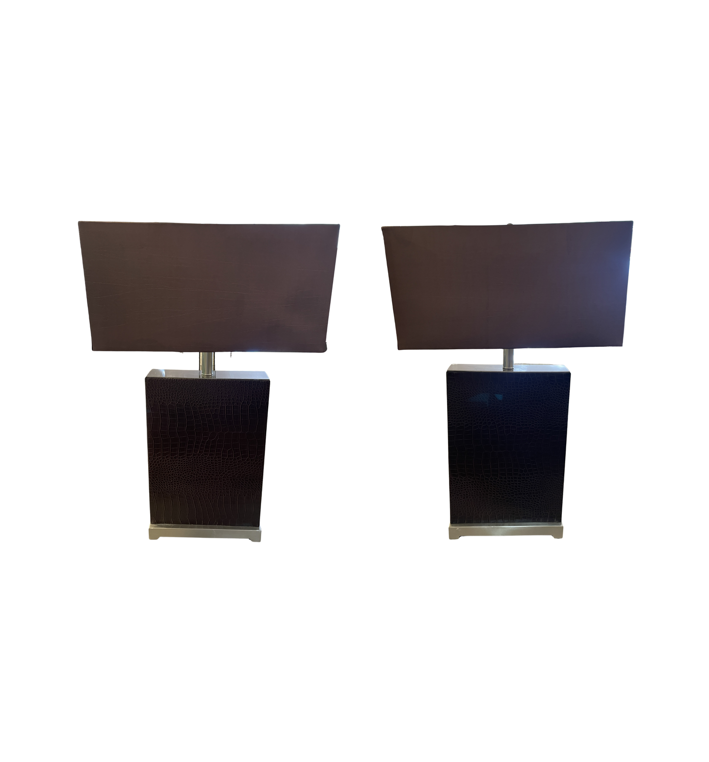 Leather and Chrome Table Lamps, a pair (0NT00J)