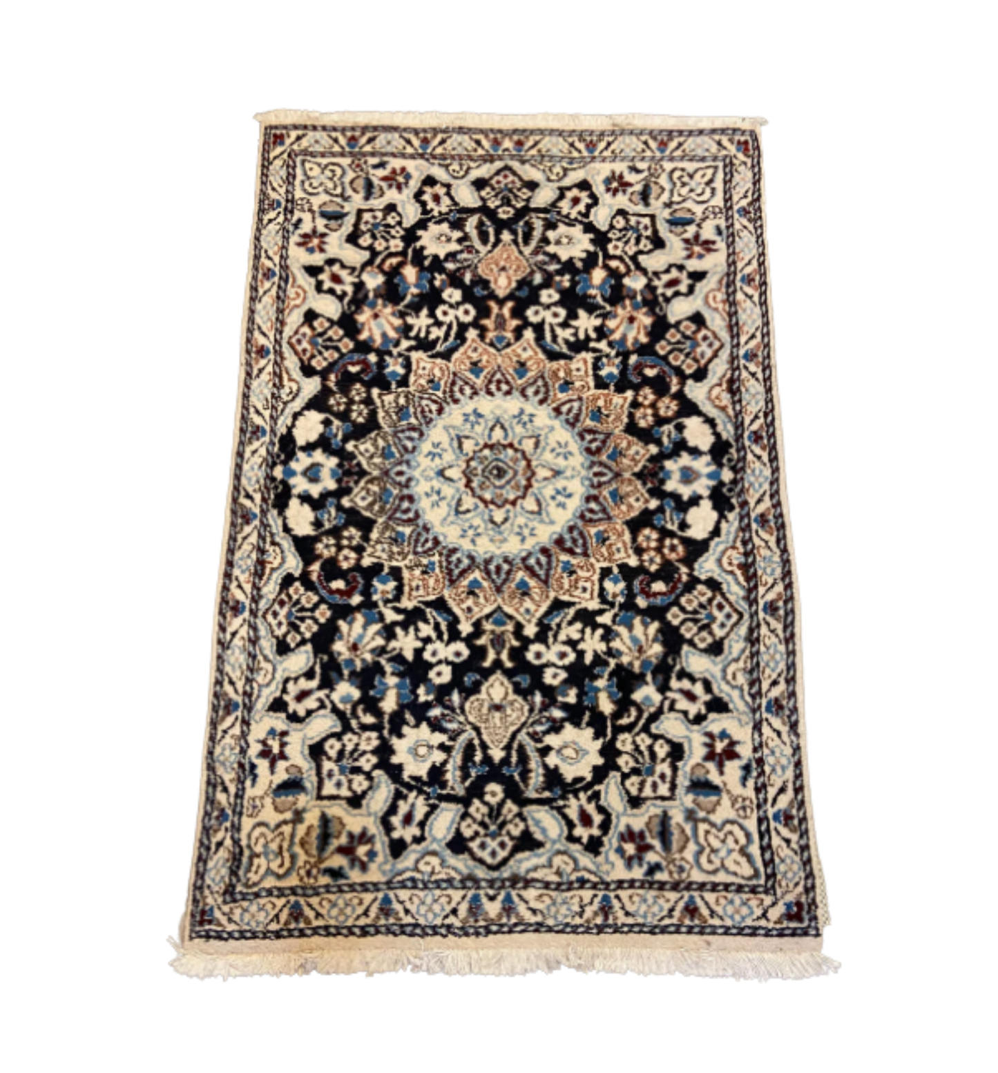 Hand Woven Cream and Navy Rug (Approx. 3x4.5) (25239)