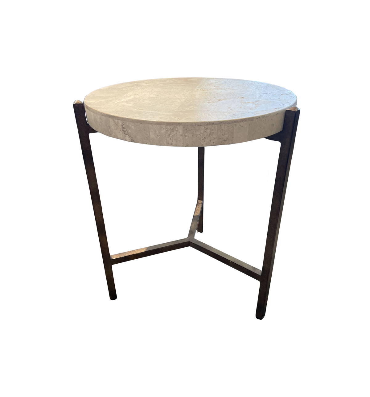 Cachet Travertine Round End Table (Two available 0LG01X 0LG01Y)