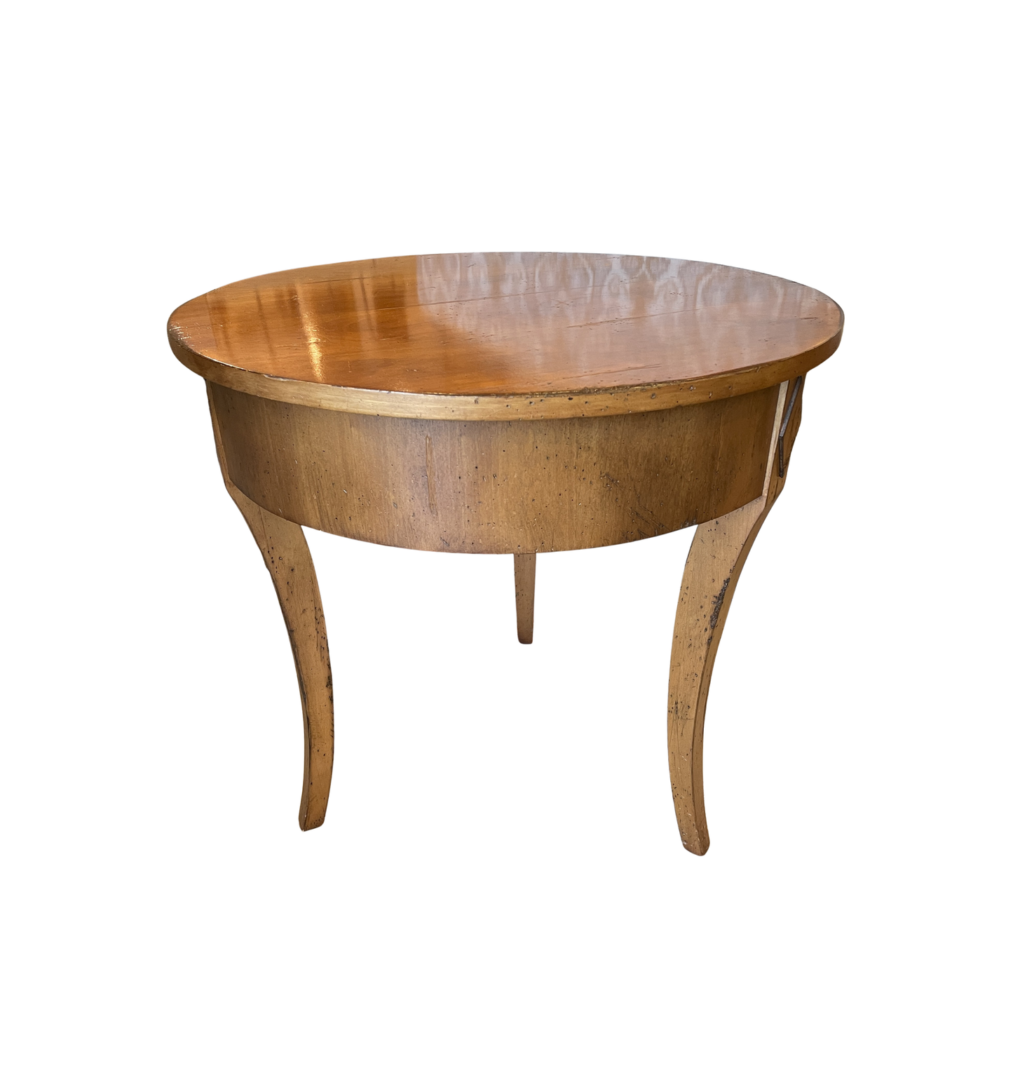 Fruitwood Round End Table, AS IS (0N6005)