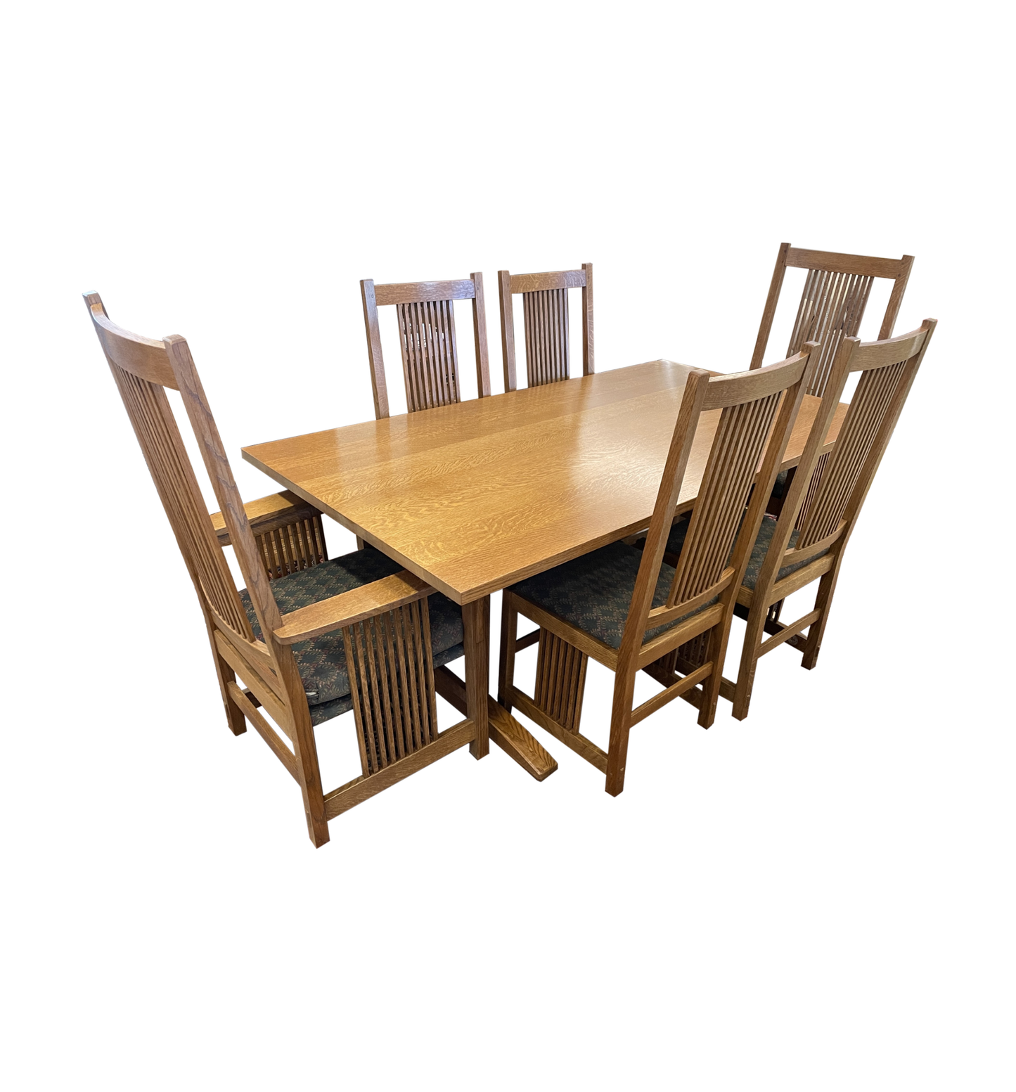 Stickley Mission Trestle Table with 6 Chairs (0OP001)