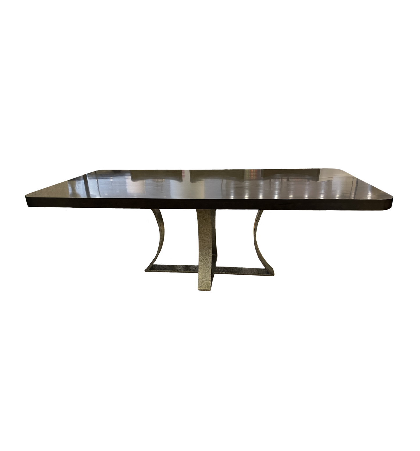 Bernhardt Dining table with hammered chrome base, AS IS (0IV010)