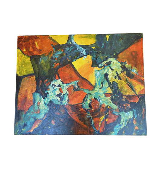 J. Drury Abstract in Blue and Orange (0KY009)