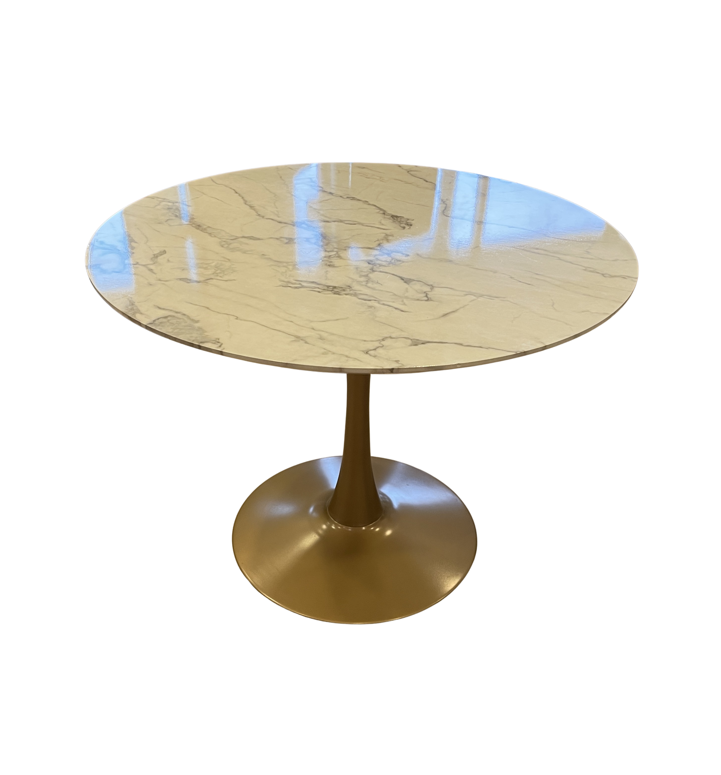 Saarinen Style Faux Marble Center Table with Bronze Base (0LG012)