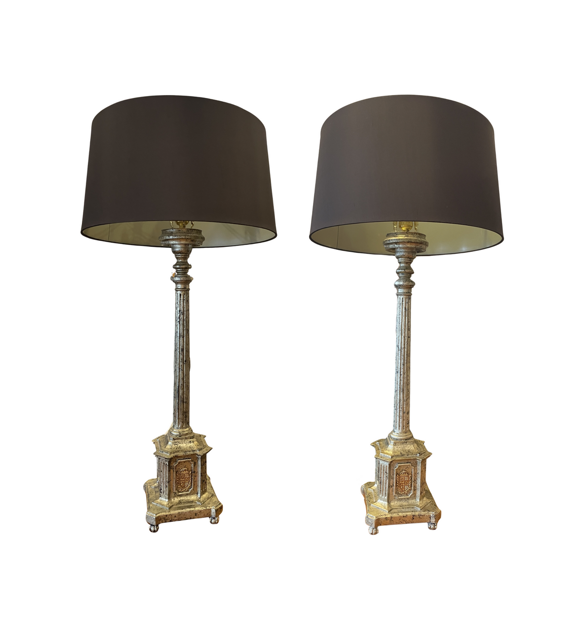 Column Gilt Buffet Lamps, a pair (0M700D)