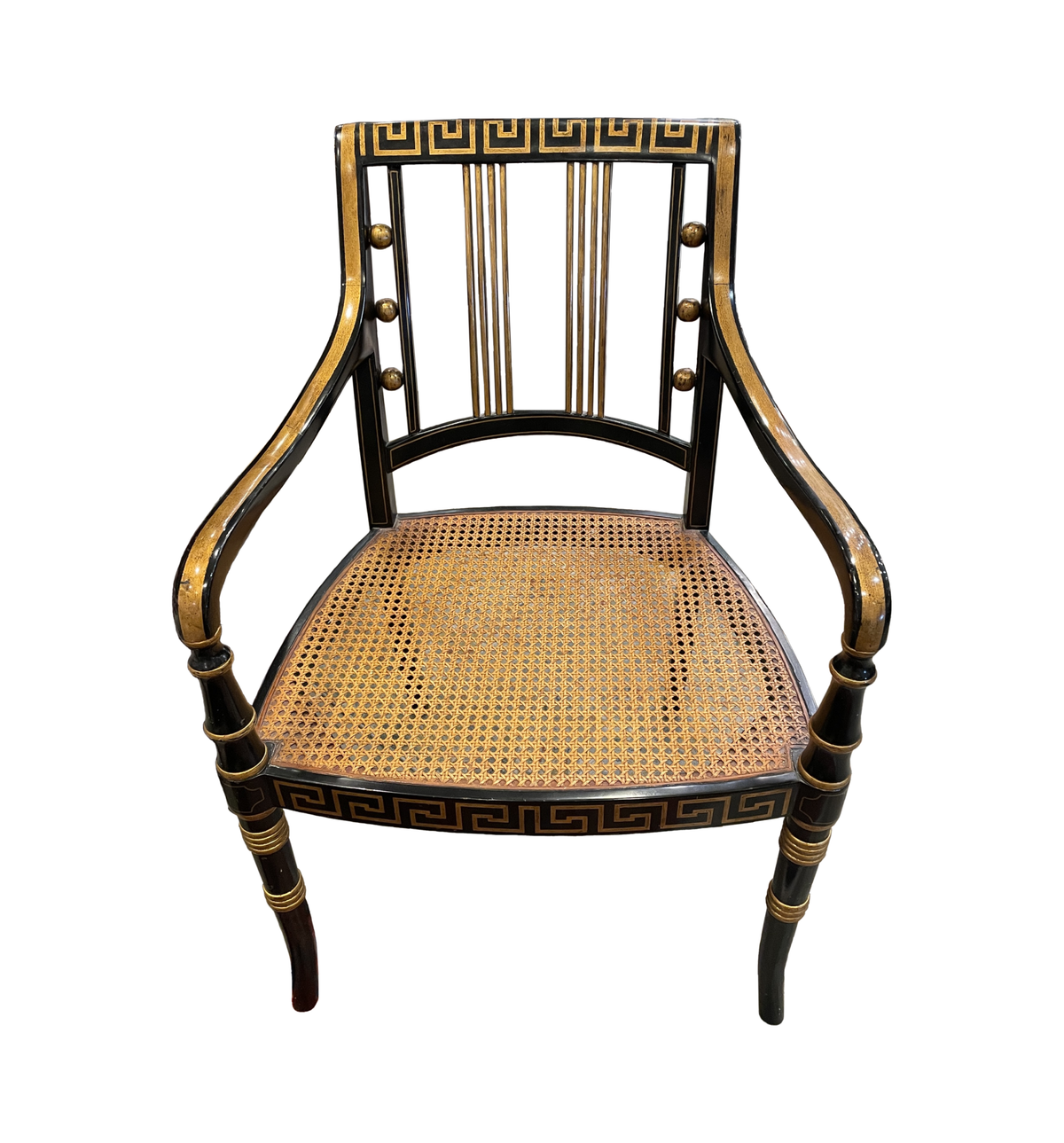 Greek Key Regency Caned Chair, AS IS (0QO00J)