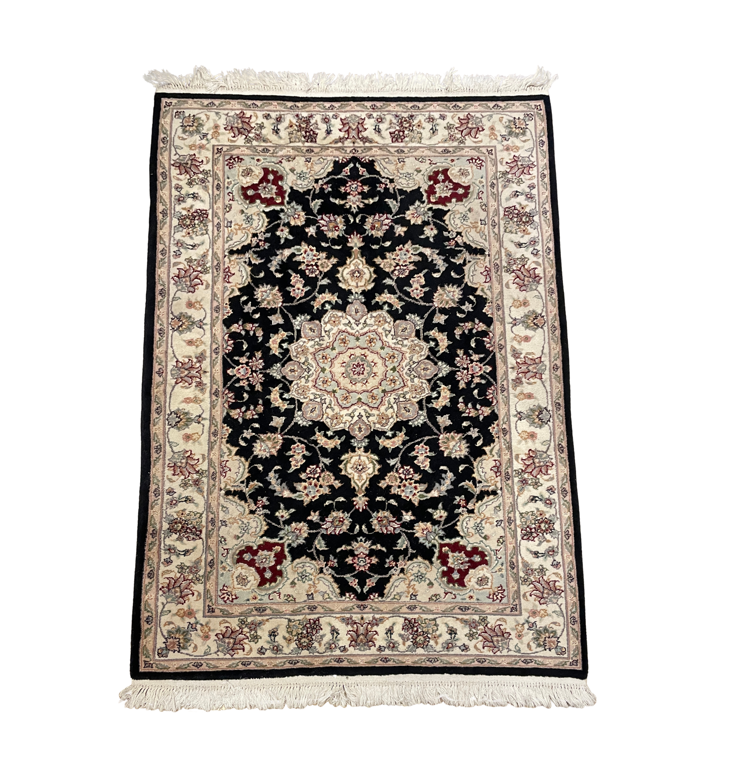 Hand Knotted Wool Rug in Black/Pink/Mauve AS IS (3'11x5'10) (0HC001)
