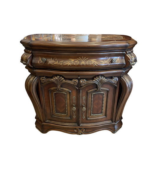 Walter E Smithe Bombe Chest with Stone Top, AS IS (0PN005)
