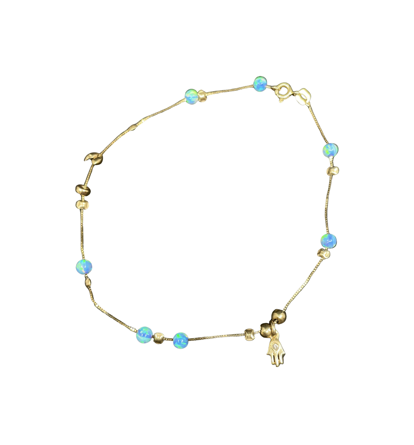 14K Gold and Opal Ankle Bracelet (01401Y)