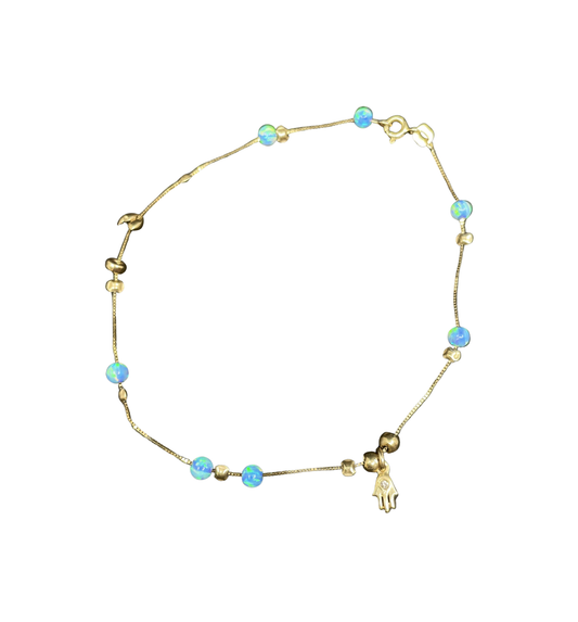 14K Gold and Opal Ankle Bracelet (01401Y)