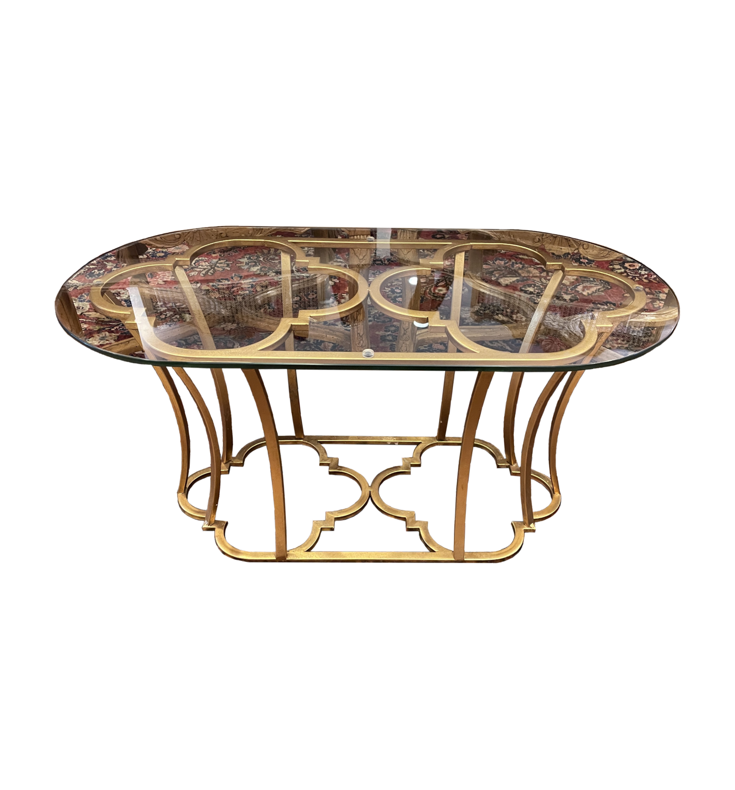 Quatrefoil Gilt Cocktail Table, Oval (0OT00D)