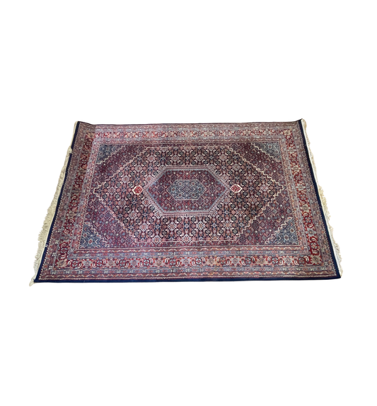 Hand Knotted Bidjar Rug Blues and Reds (6'x9') (0QI001)