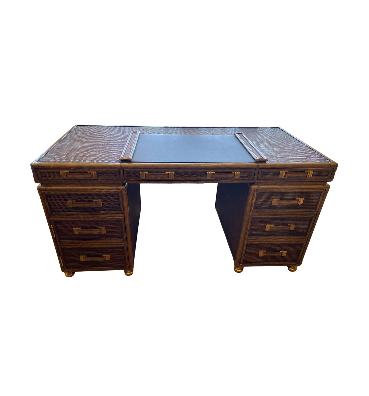 Maitland Smith Rattan Travel Trunk Desk, AS IS (0Q6001)