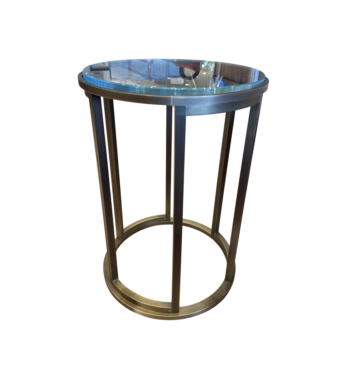 Italian Burnished Brass and Glass End Table (01B021)