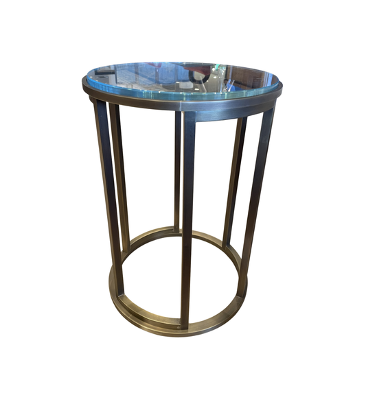 Italian Burnished Brass and Glass End Table (01B021)